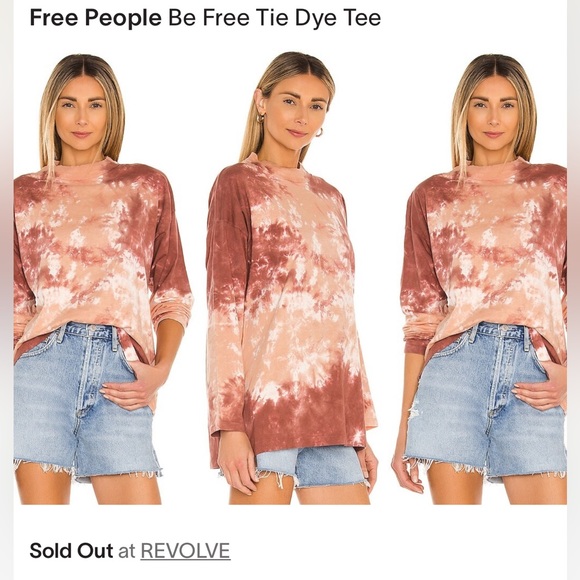 We The Free Tie Dye Tee Cabernet Combo, Oversized Long Sleeve Design, XS - Picture 4 of 16